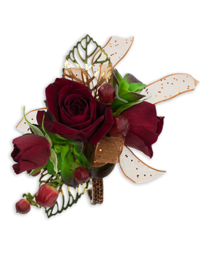 Ruby Metallic Wrist Corsage